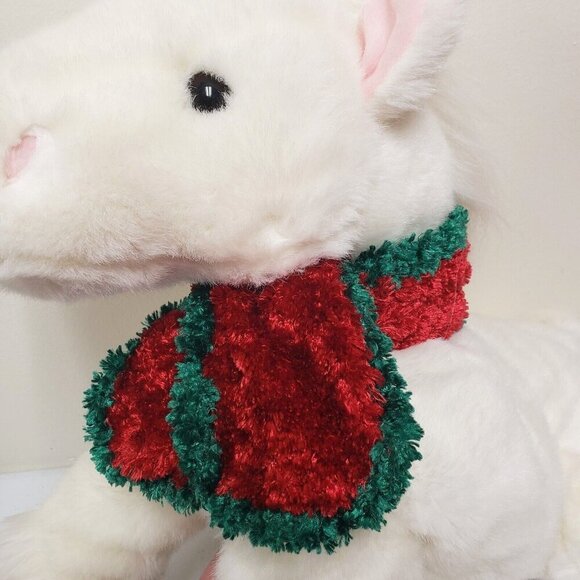 Commonwealth White Unicorn Red Green Scarf Silver Horn 1999 Rare Christmas Plush - Picture 6 of 11